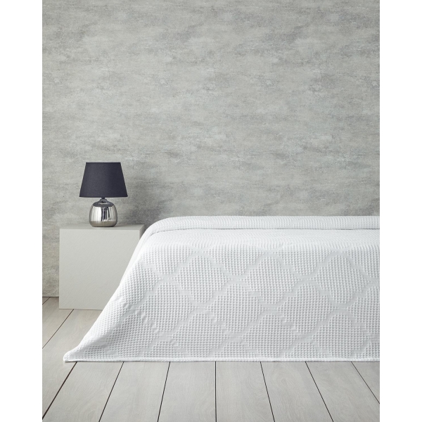 Fiona Cotton Waffle Double Summer Blanket 240x220 cm White