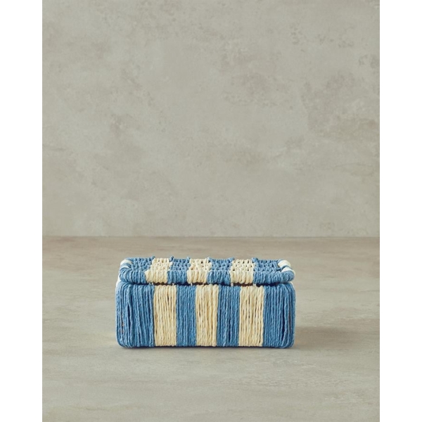 Colorful Striped Paper String Decorative Box 11x15x5 cm Navy Blue