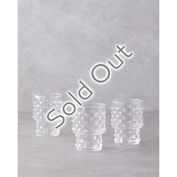 Bubbles Glass 3-Piece Cups 300 ml Transparent