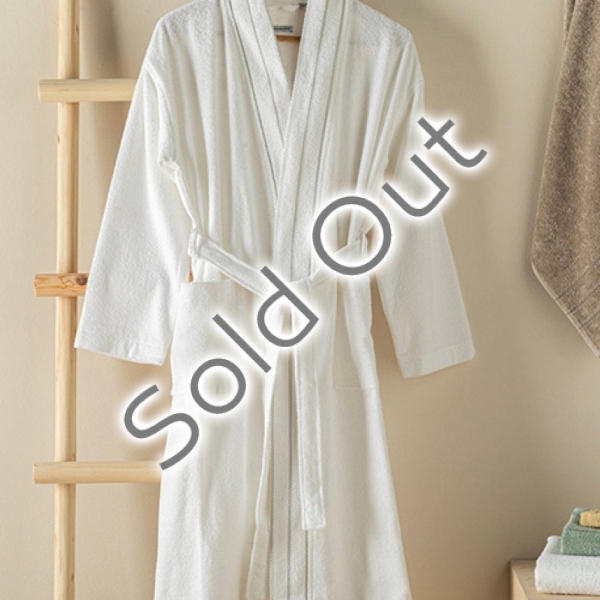 Soft 100% Cotton Bathrobe L-XL White