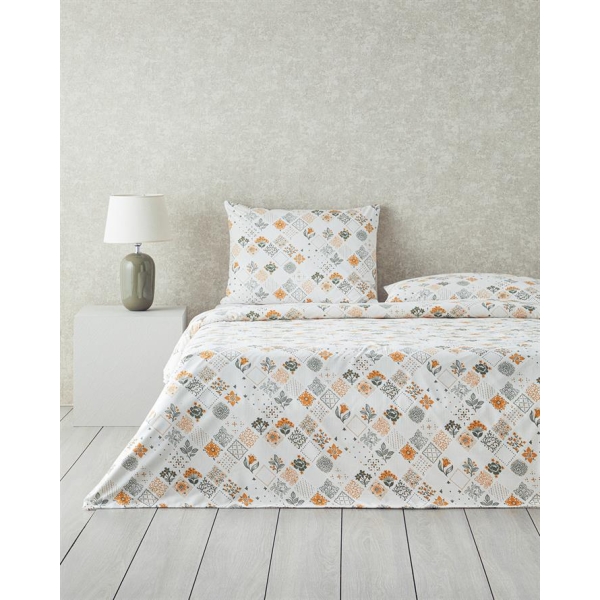 Vintage Argyle Cotton Double Duvet Cover Set 200x220 cm Green-Yellow