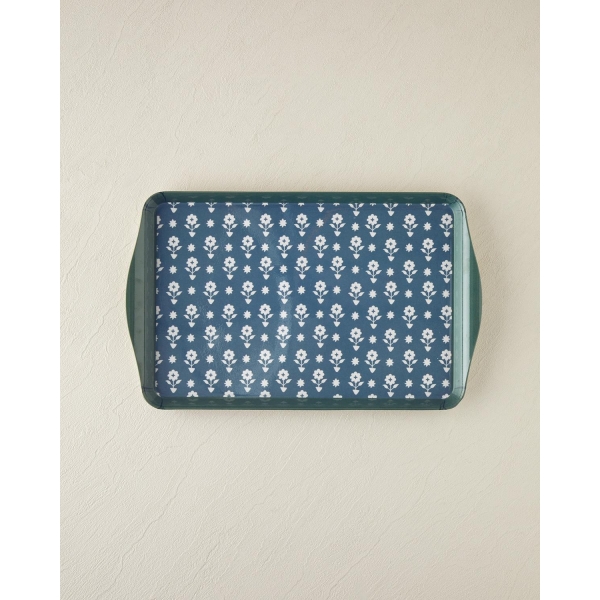 Retro Style Melamine Tray 24x39 cm Navy Blue