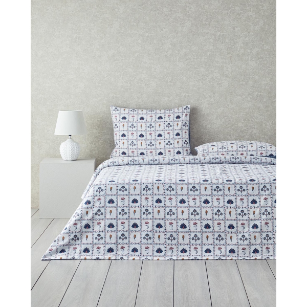 Ornate Fancy Cotton Single Duvet Cover Set 160x220 cm Blue