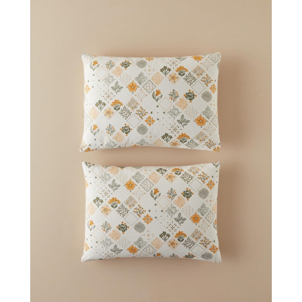 Vintage Argyle Double-Sided Cotton 2-Piece Pillowcase 50x70 cm Green-Yellow