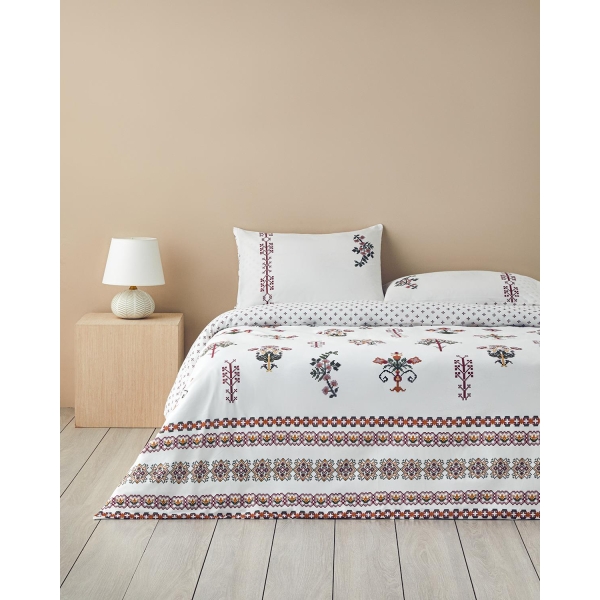 Etamine Flower Cotton Ranforce Double Duvet Cover Set 200x220 cm Pink
