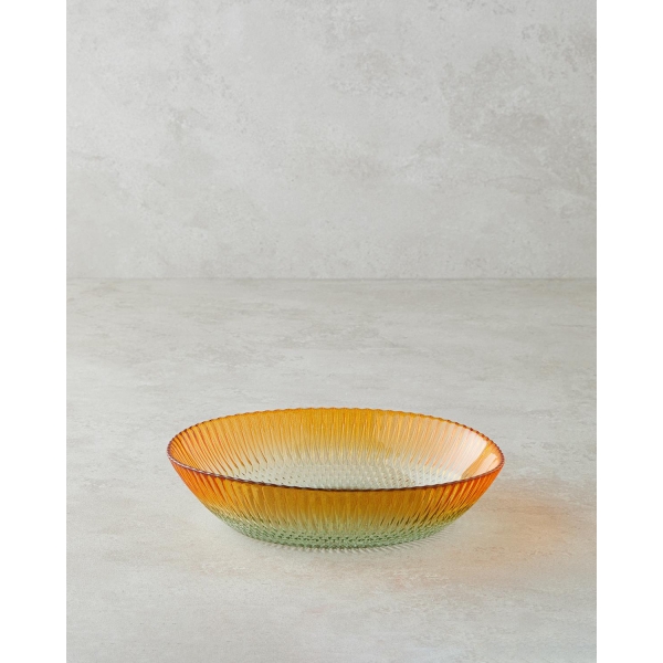 Arina Glass Footed Salad Bowl 23x18 cm Green-Orange