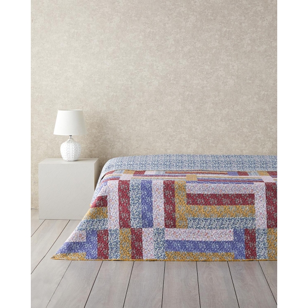 Log Cabin Patchwork Double Sided King Size Multi-Purpose Blanket 240x220 cm Pink