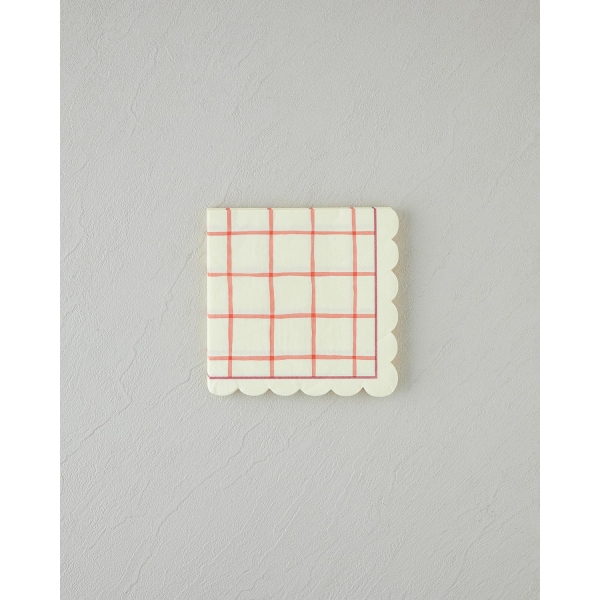 Retro Gingham 20-Pieces Paper Napkin Cream