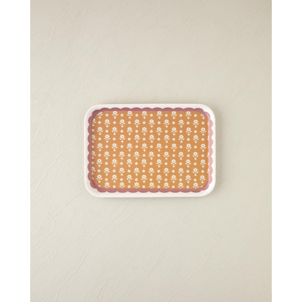 Retro Style Melamine Non-Slip Tray 20x28.5 cm Pink