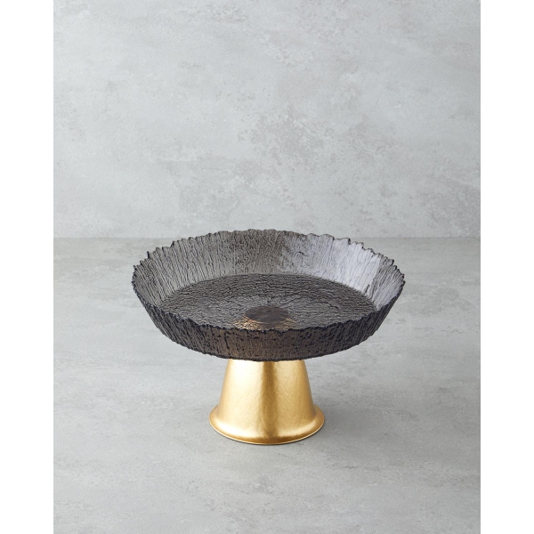 Regal Glass Cake Stand 25 cm Black-Gold