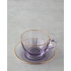 Blaze Glass 4 Piece Tea Cup Set for 2 People 240 ml Purple