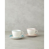 Colorful Lines Porcelain 4 Piece Tea Cup Set for 2 People 220 ml Colorful