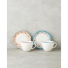 Colorful Lines Porcelain 4 Piece Tea Cup Set for 2 People 220 ml Colorful