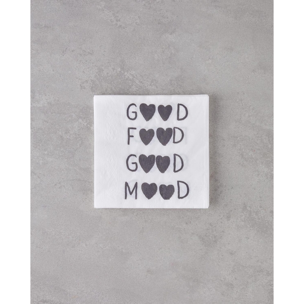 Good Mood 20-Piece Paper Napkins Black - White