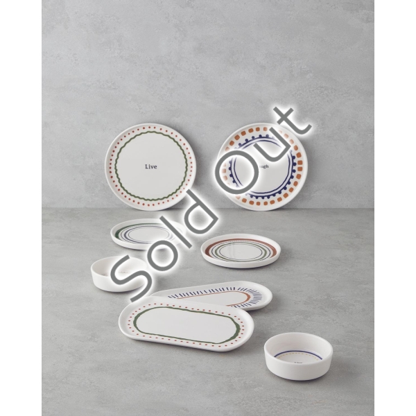 Wordy Ceramic Breakfast Set 14 pieces for 6 people Colorful