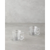 Aria Glass 4 Piece Tea Cup Set for 2 People 195 ml Silver