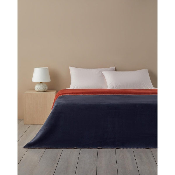Plain Cotton Double Blanket 200x220 m Anthracite - Orange