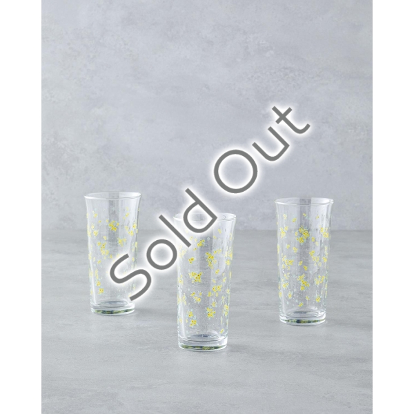 Petal Glass 3-Piece Cups 290 ml Yellow