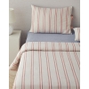 Cool Stripe Yarn Dyed King Size Duvet Cover Set 240x220 cm Terracotta - Beige