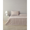 Cool Stripe Yarn Dyed King Size Duvet Cover Set 240x220 cm Terracotta - Beige