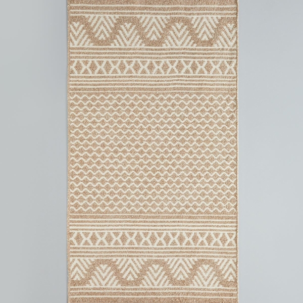 Welle Woven Kilim 80x150 cm Light Cream - Brown