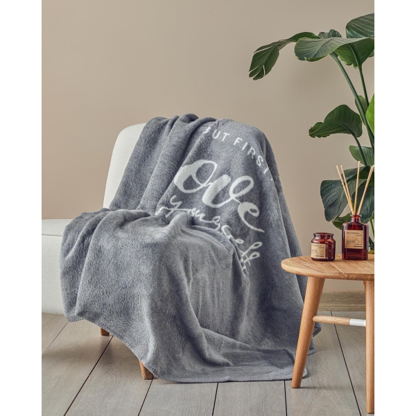 Love Yourself Acrylic TV Blanket 130x170 cm Grey