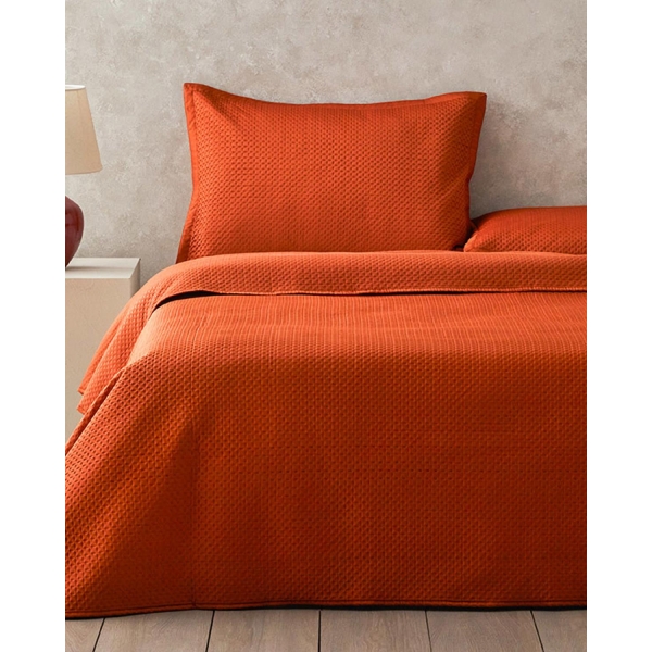 Sisilla Satin King Size Bed Spread Set 240x260 cm Terracotta