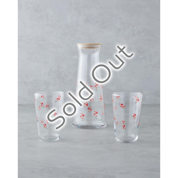 Bloom Glass 3 Piece Water Set 1150 ml + 400 ml Red