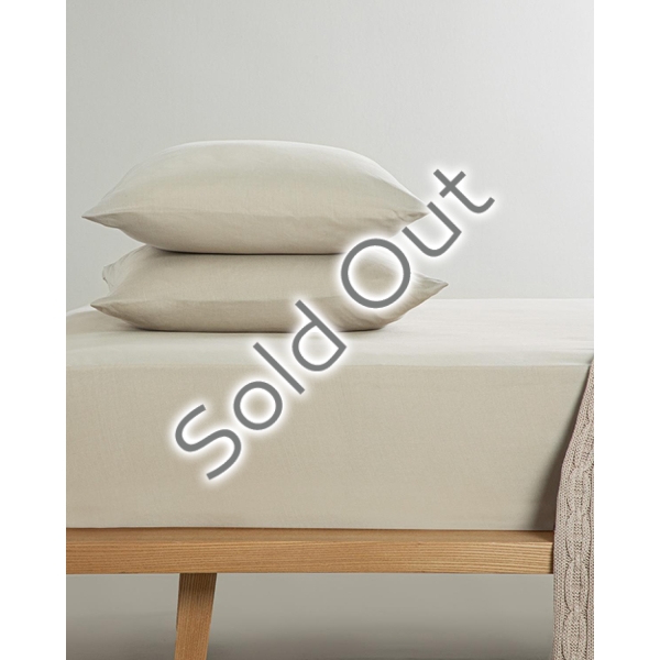 Novella Premium Soft Cotton Double Fitted Sheet Set 160x200 cm Beige
