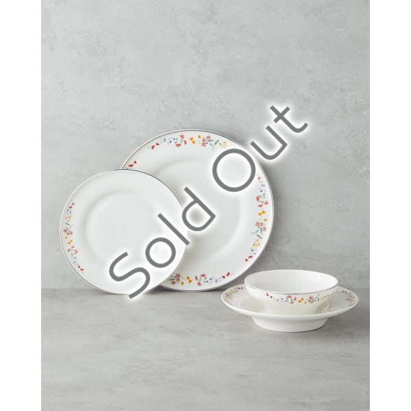 Floral Symphony Bone Porcelain Dinner Set 24 Pieces 6 Person Colorful