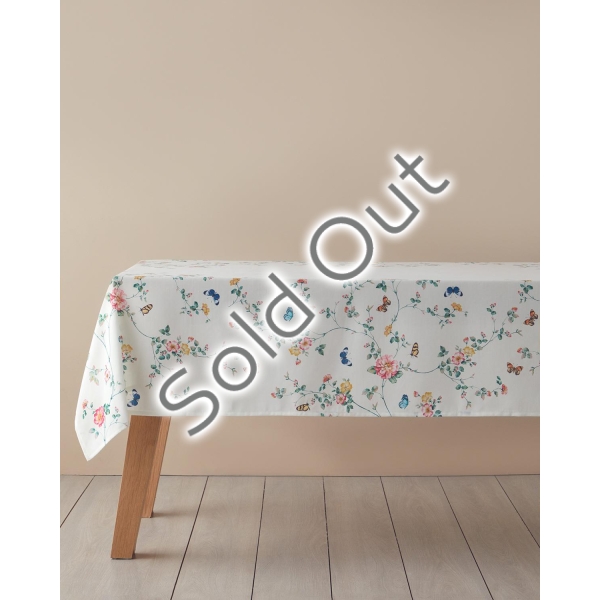 Botanical Polyester Tablecloth 145x200 cm Cream - Pink