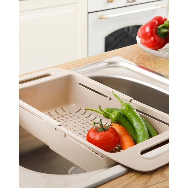 Trendy Plastic Adjustable Sink Strainer Strainer 48x19x8 cm Beige