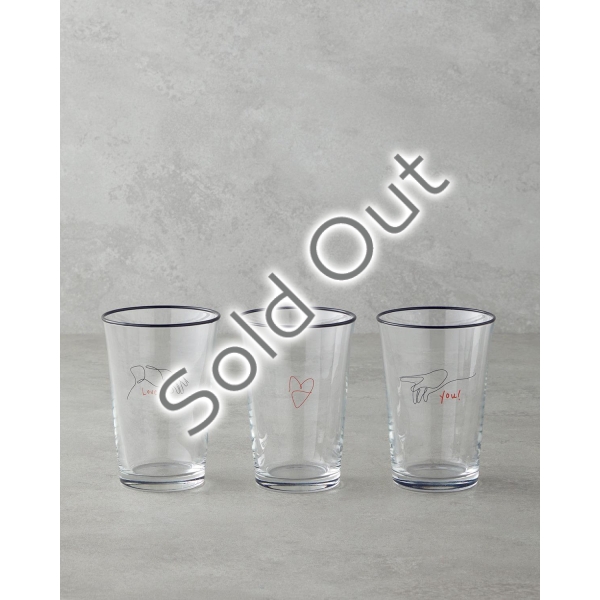 Hue Glass 3-Piece Cups 290 ml Black