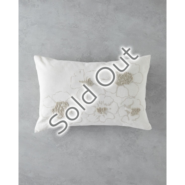 Buds Embroidered Decorative Cushion 33x50 cm Ecru