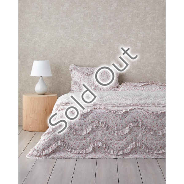 Floral Euphoria Ruffle Double Bedspread Set 200x220 cm Pink