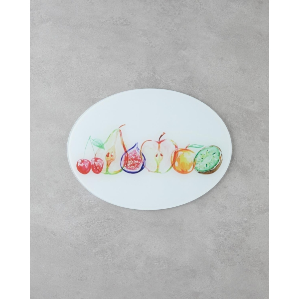 Fruit Joy Glass Cutting Board 38x28 cm White