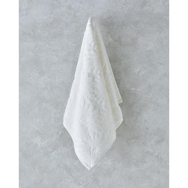 Flower Touch Cotton Jacquard Face Towel 50x80 cm Ecru