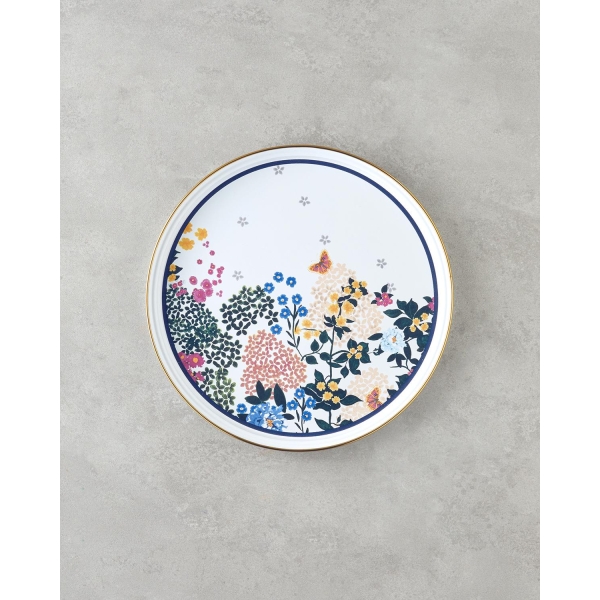 Artistic Flower Enamel Tray 31 cm Coloured