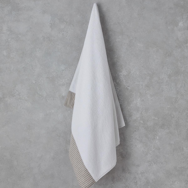 Natural Stripe Cotton Bath Towel 90x150 cm White
