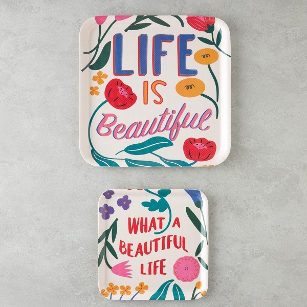 Rosy Life Melamine 2-Piece Tray 33-24 cm Coloured