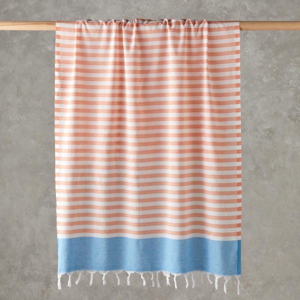 Candy Regenerated Striped Peshtemal 90x150 cm Orange-Light Blue