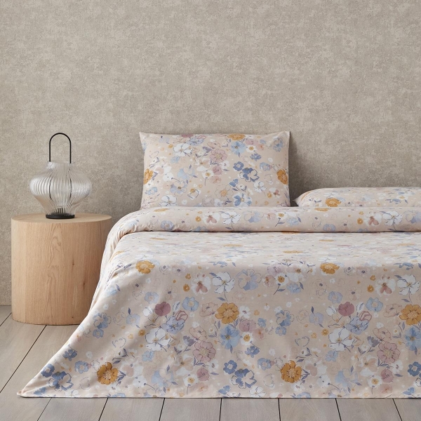 Pastel Garden Cotton Single Duvet Cover Set 160x220 cm Pink - Orange