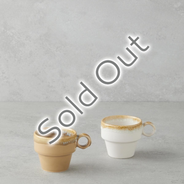 Arlena Ceramic 2-Piece Coffee Cup Set 105 ml Beige-Brown