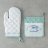 Aqualuna Oven Glove and Handle Set 17x30 Cm + 20x20 Cm Blue - Green