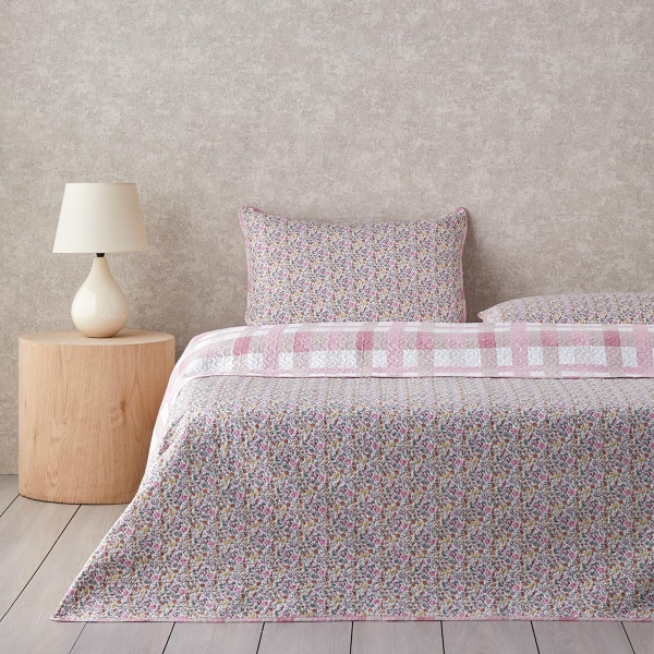 Blushing Blooms Multi-Purpose Double Bedspread Set 200x220 cm Pink