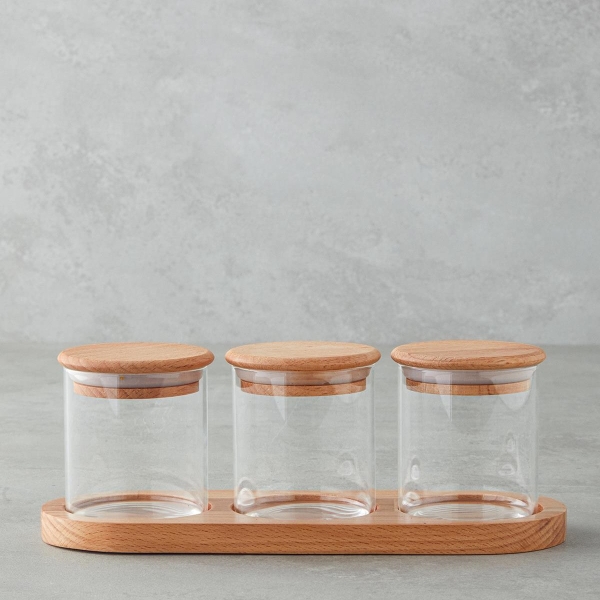 Oscar Borosilicate 3-Piece Spice Jar 205 ml Transparent