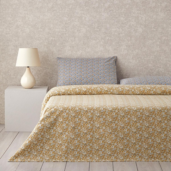 Spring Petal Printed King Size Pique Set 240x220 cm Yellow