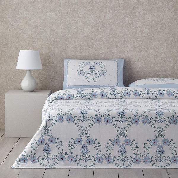 Violet Star Printed King Size Pike Set 240x220 cm Blue