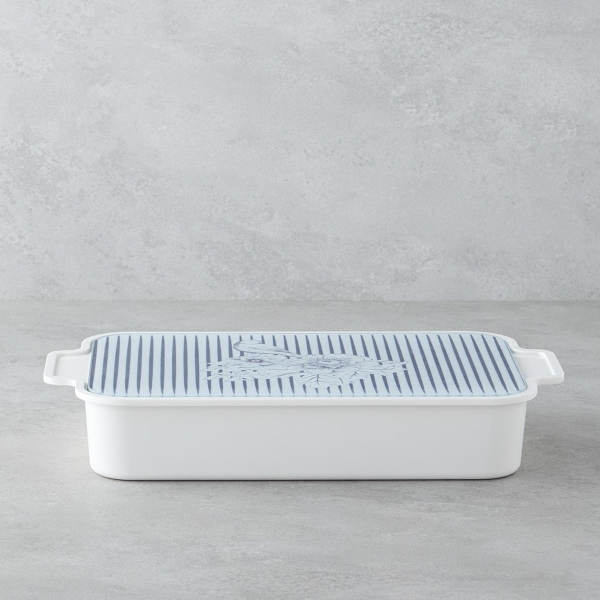 Artistic Garden Melamine 6-Piece Breakfast Set 39x21 cm White - Navy Blue