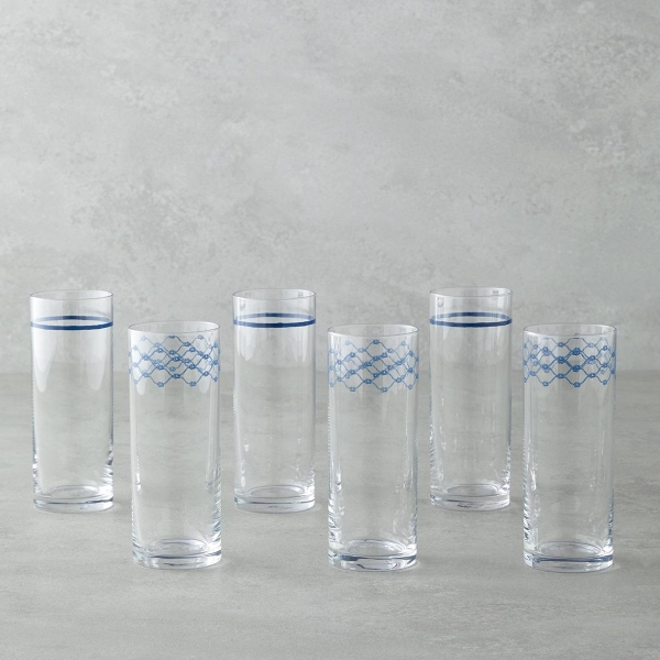 Coaspiral Glass 6-Piece Cups 180 ml Navy Blue